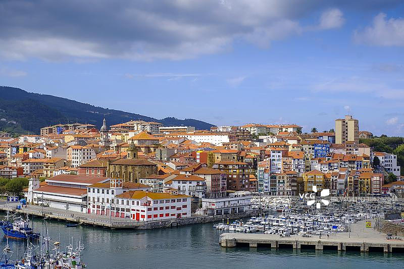 西班牙北部比斯开省贝尔梅奥港口景观图片素材