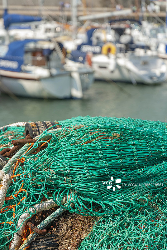 英国多塞特郡莱姆里吉的渔具图片素材