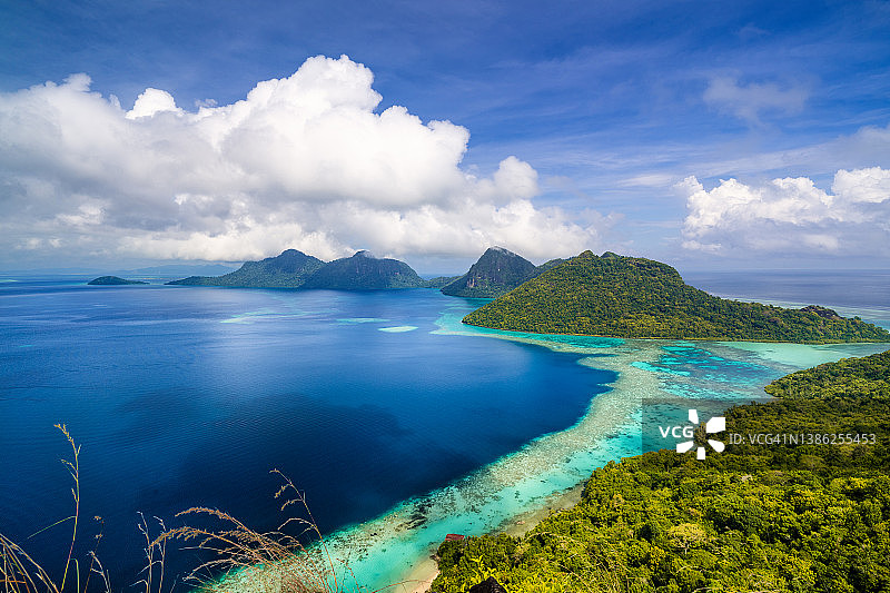 热带岛屿：仙本那博海杜朗和博达加亚岛风景，马来西亚沙巴图片素材