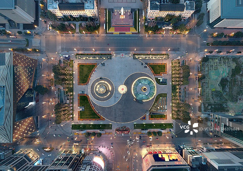 成都天府广场日落时分航拍图片素材