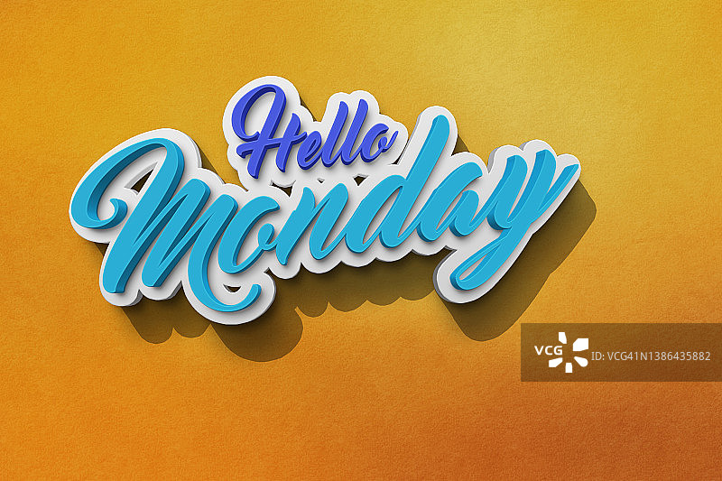 橙色背景星期一你好文字图片素材