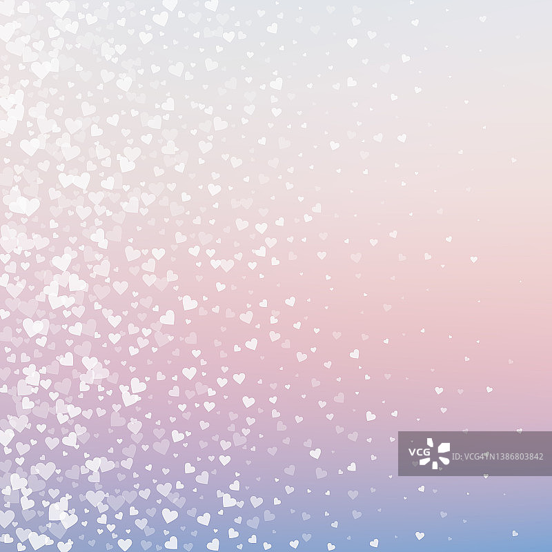 白色爱心纸屑，情人节渐变背景图片素材