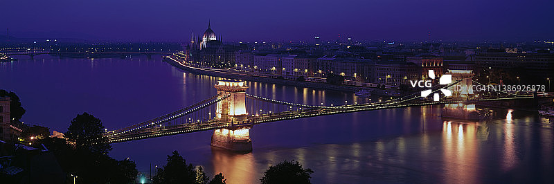 黄昏时分的布达佩斯全景图片素材