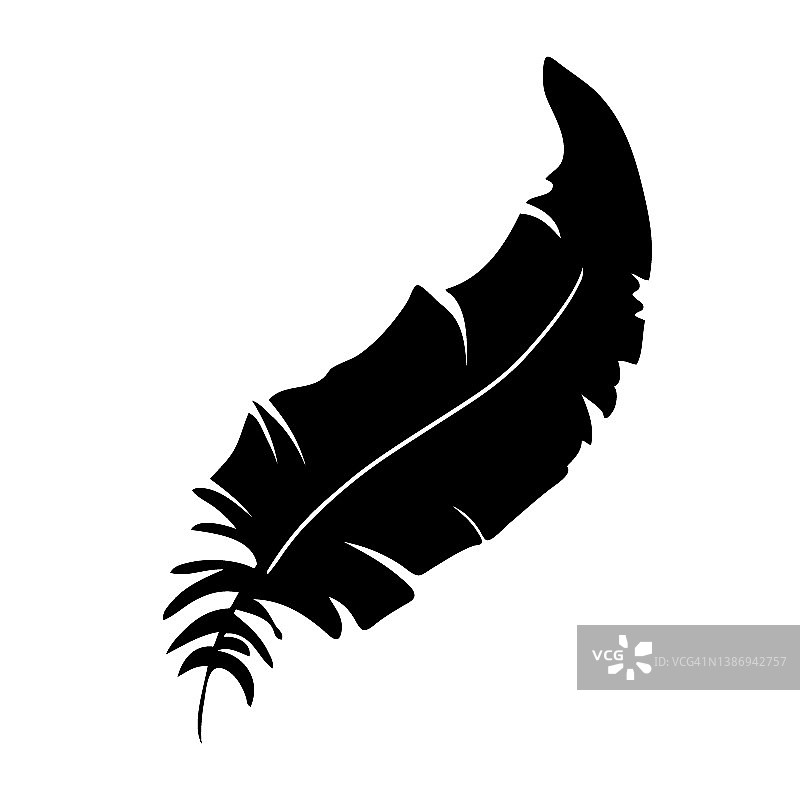 鸟类羽毛：黑色羽毛剪影Logo矢量手绘套装图片素材