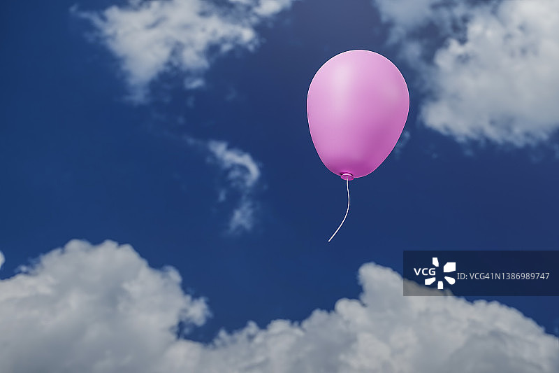 蓝天白云下的粉色派对气球图片素材