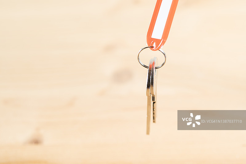 挂在钥匙圈上的两把钥匙。购房概念图片素材