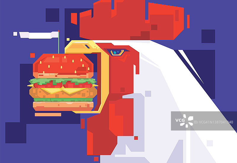 公鸡拿着鸡肉汉堡图片素材