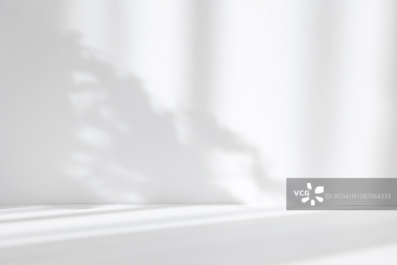 用于产品展示的抽象白色工作室背景，带阴影的3D室内图片素材