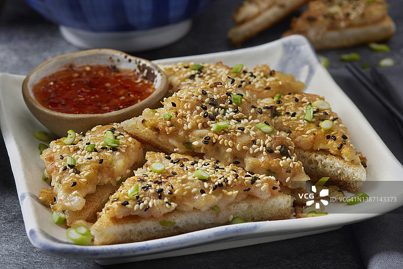 芝麻虾蟹肉吐司图片素材