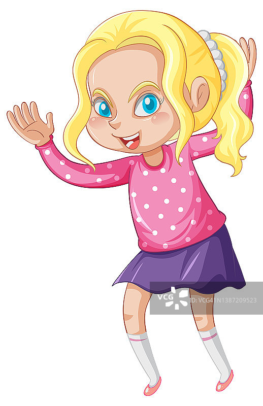 小女孩在白色地面上站立图片素材