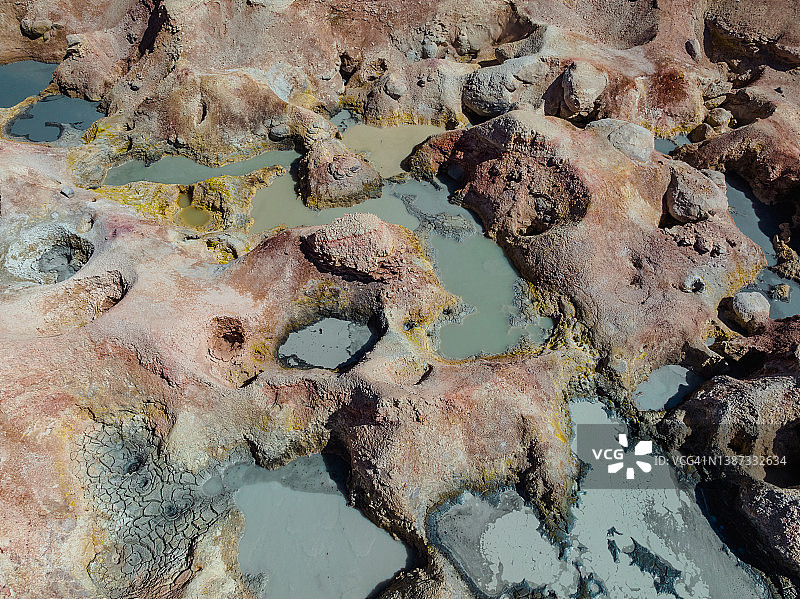 玻利维亚安第斯山脉地热温泉鸟瞰图片素材