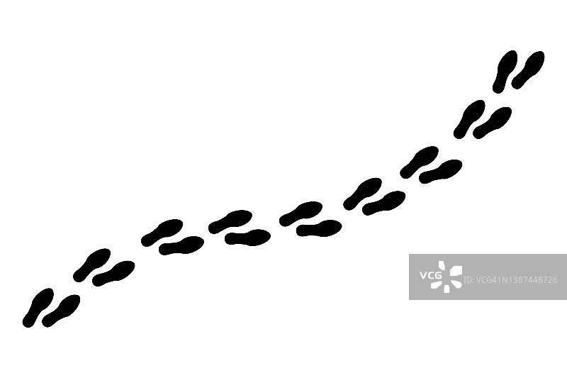 脚步路径图标，人类足迹图标集，包含鞋子、赤脚和靴子印记的足迹矢量图，足迹轮廓图像图片素材