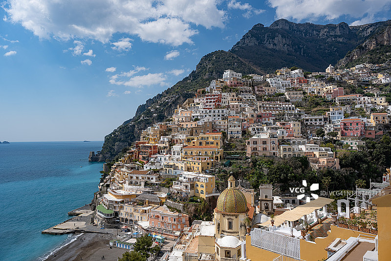 意大利那不勒斯附近阿马尔菲海岸的波西塔诺图片素材