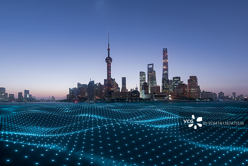 抽象粒子城市景观图片素材