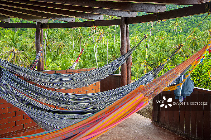 哥伦比亚泰罗纳国家公园的巴拉圭吊床图片素材