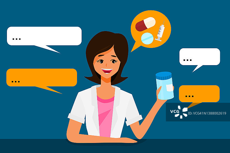 亚洲女药剂师在药店讲解药品图片素材