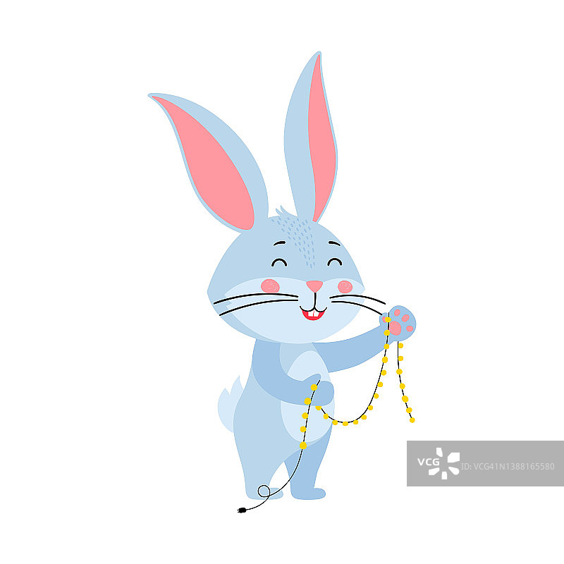 可爱卡通兔年吉祥物手绘矢量图图片素材