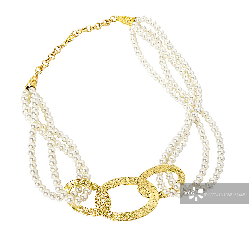 白色背景上的珍珠项链图片素材