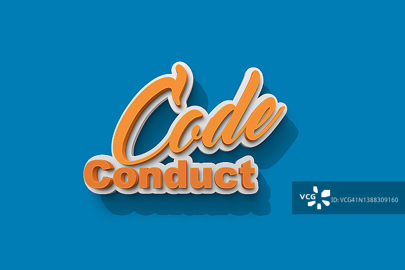 3D橡胶字母的行为准则消息，蓝色背景图片素材