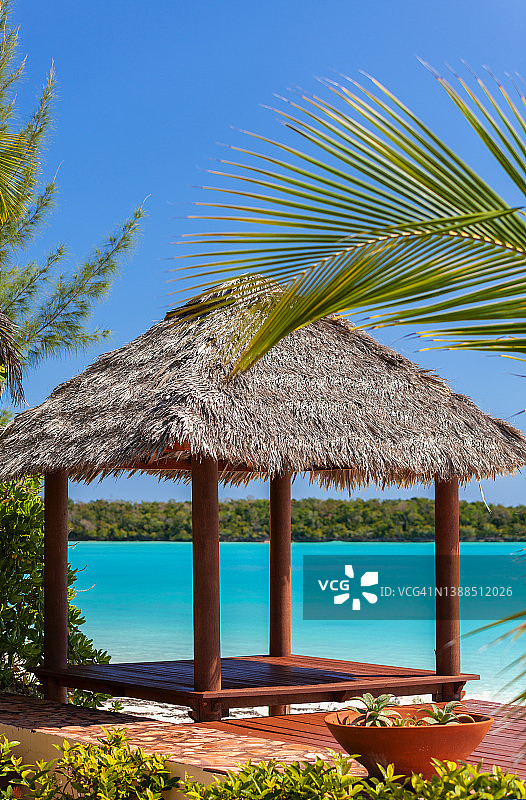 加勒比海热带房屋豪华度假村海滩图片素材