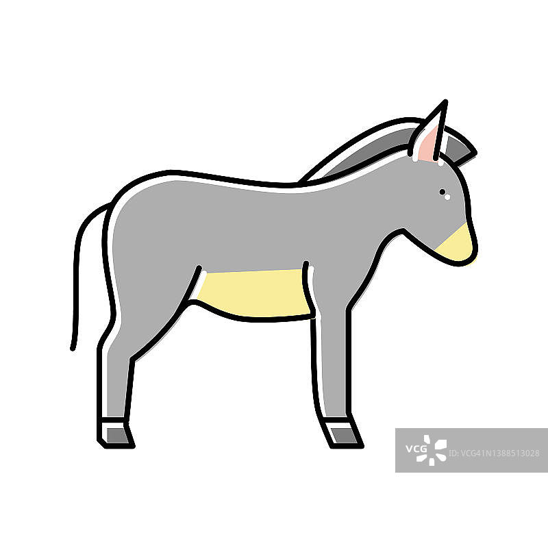 家养驴彩色图标矢量图图片素材