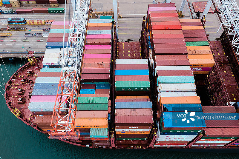 码头集装箱船航拍图片素材