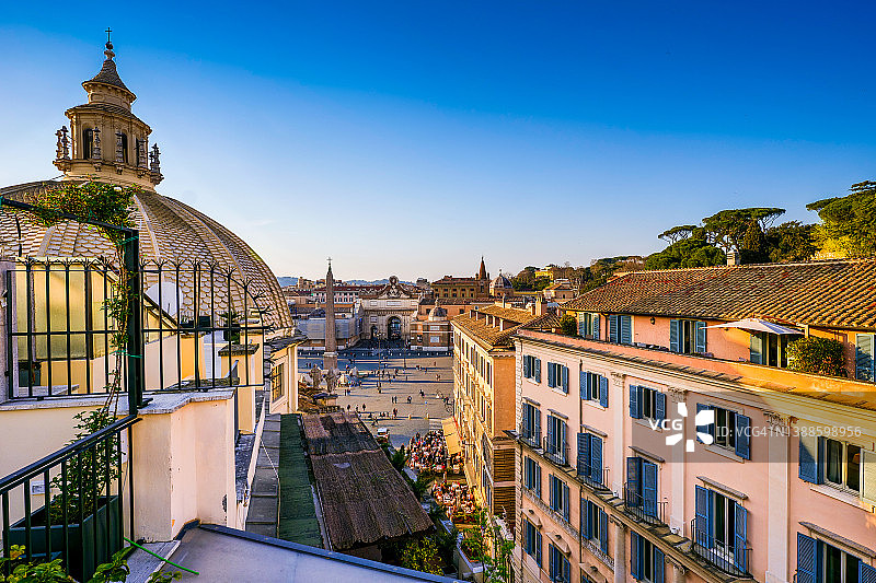 罗马人民广场及历史中心屋顶景观图片素材