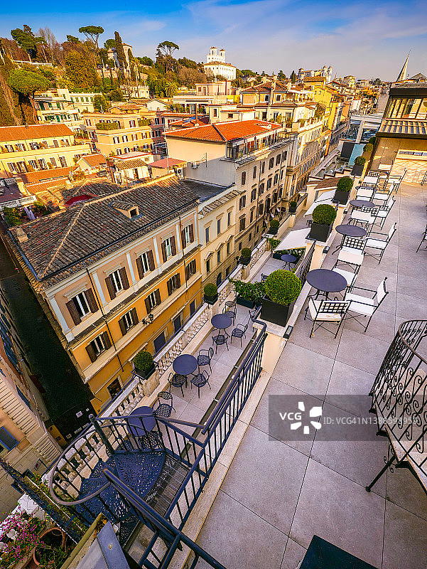 罗马西班牙广场区屋顶的田园风光图片素材