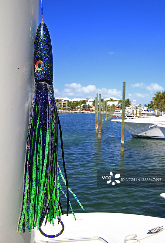 用于钓马林鱼、旗鱼、金枪鱼的深海钓鱼路亚图片素材
