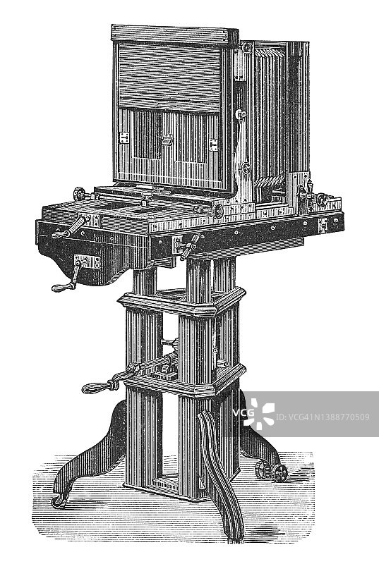 Hartl制造的摄影经纬仪：用于测量水平和垂直平面角度的精密仪器古老版画插图图片素材