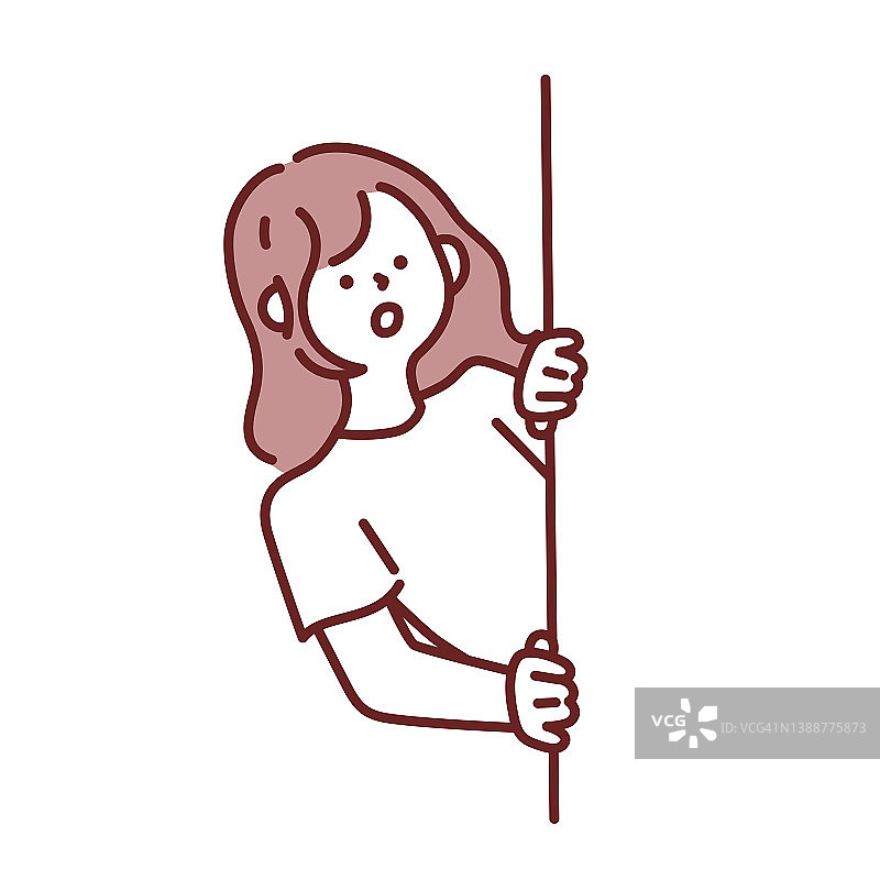 女人探头张望好奇疑惑插画图片素材
