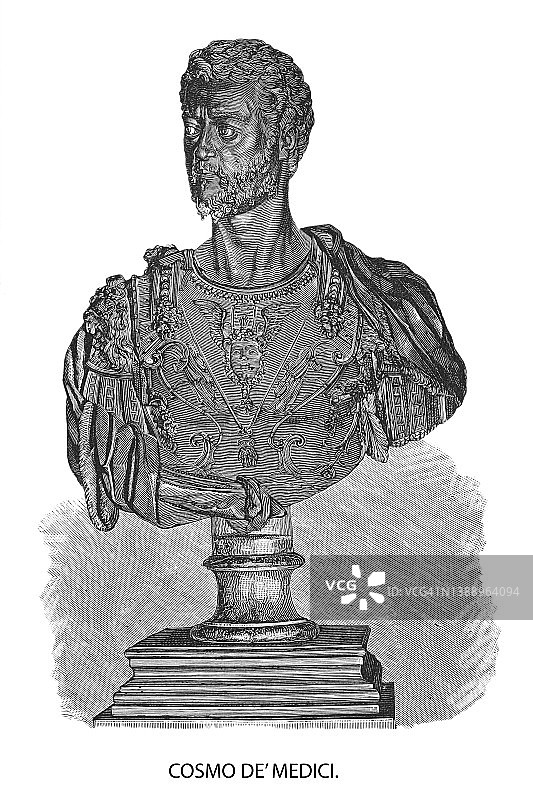 科西莫·迪·乔瓦尼·德·美第奇半身像，意大利银行家和政治家图片素材