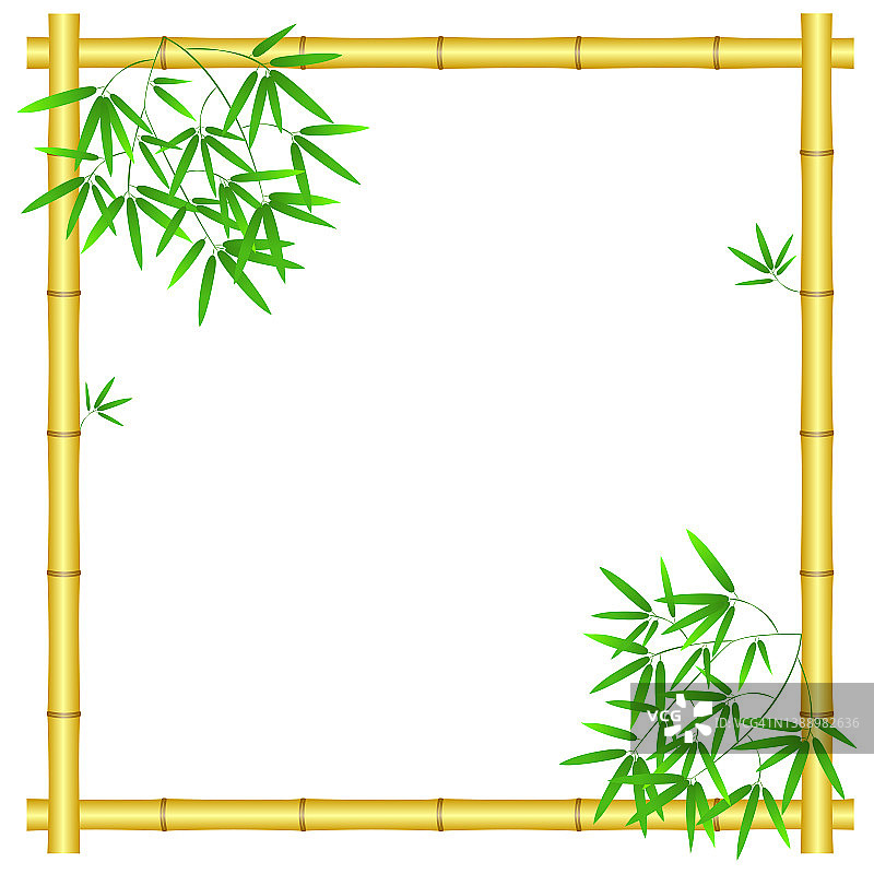 绿叶竹制装饰框图片素材