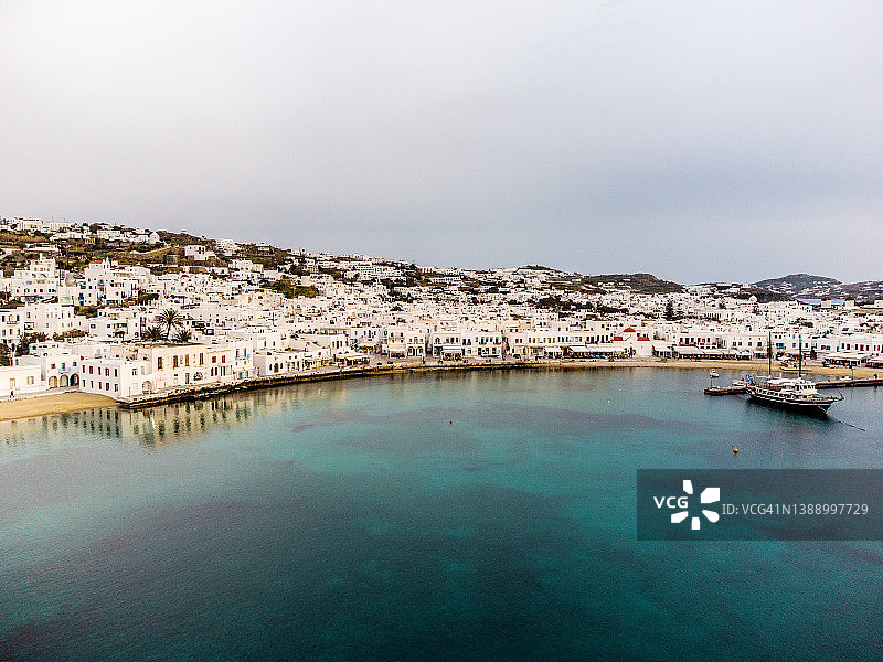 希腊米科诺斯岛无人机视角图片素材