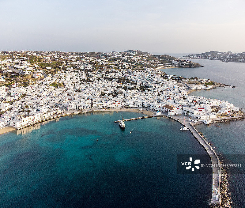 希腊米科诺斯岛无人机视角图片素材