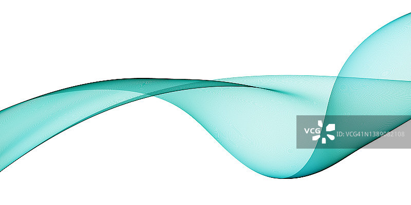 白色背景上的水绿色能量流抽象波浪漩涡图片素材