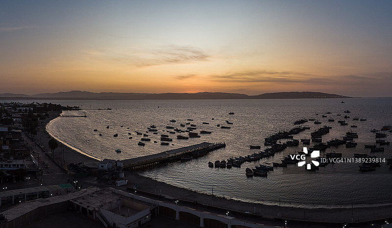 秘鲁帕拉卡斯海滩日落图片素材