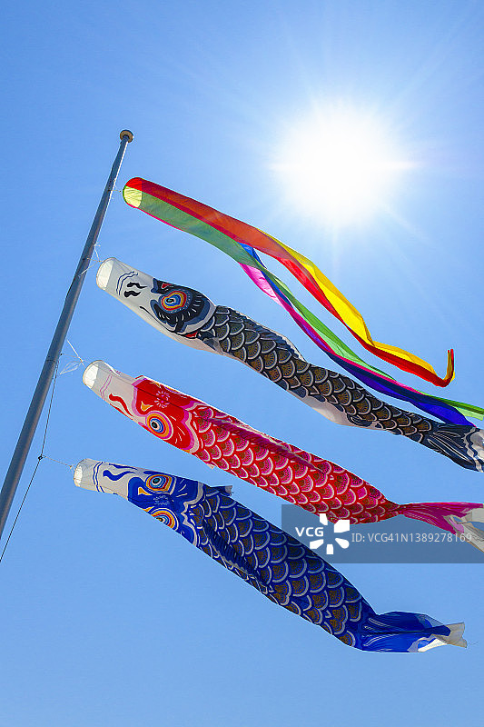 空中飘扬的鲤鱼旗图片素材