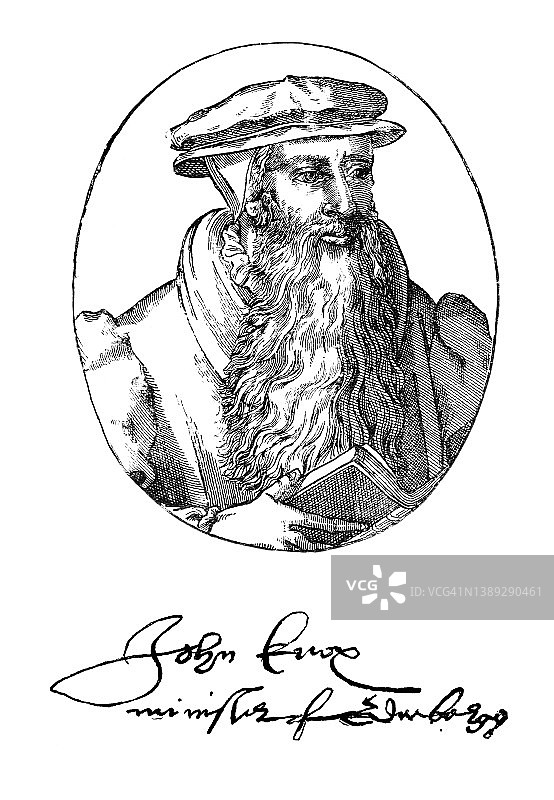 约翰·诺克斯肖像：苏格兰牧师、改革宗神学家和作家，苏格兰长老会创始人图片素材