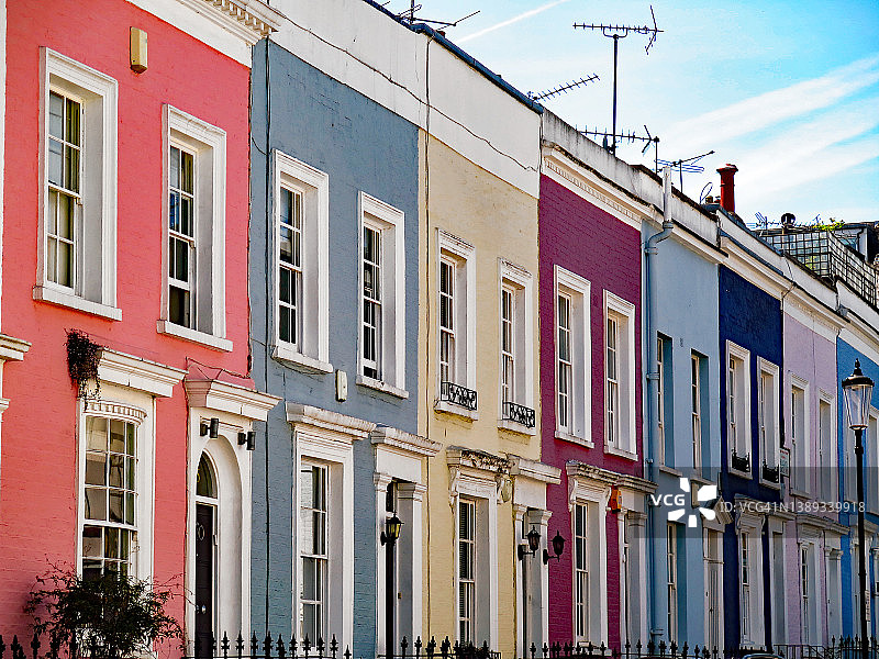 伦敦的彩色房屋外墙图片素材
