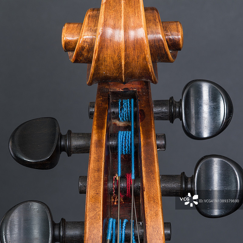 大提琴琴头和弦轴箱-I图片素材