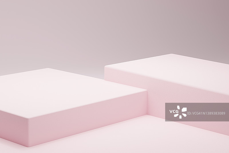 粉色背景上的粉色平台，展示美容产品的空间三维图图片素材