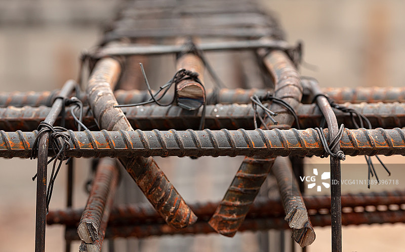 混凝土浇筑用钢筋微距摄影图片素材
