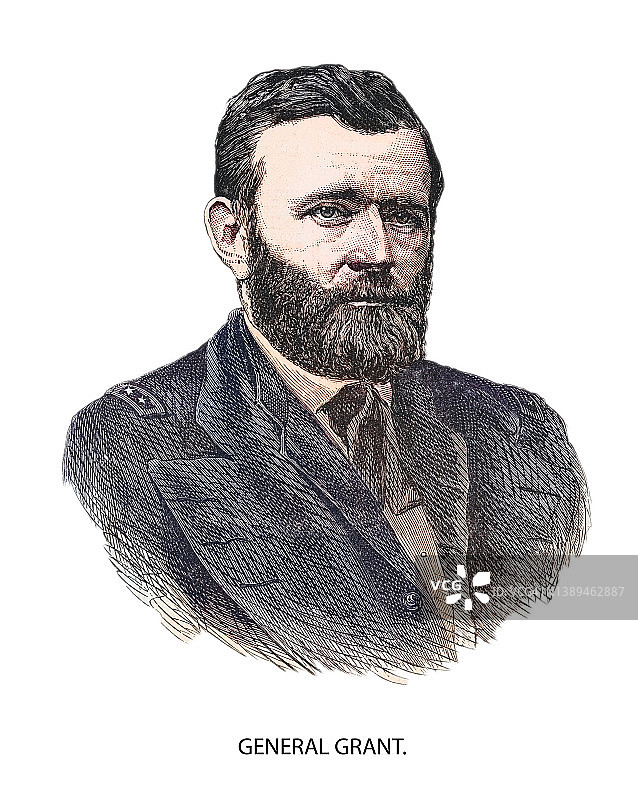 尤利西斯·S·格兰特肖像，美国第18任总统（1869年至1877年）图片素材