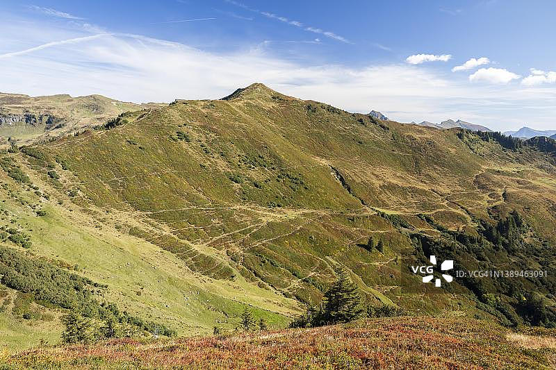 从波特拉科普夫眺望波特拉霍恩，奥地利弗拉尔贝格州布雷根茨森林达穆尔斯图片素材