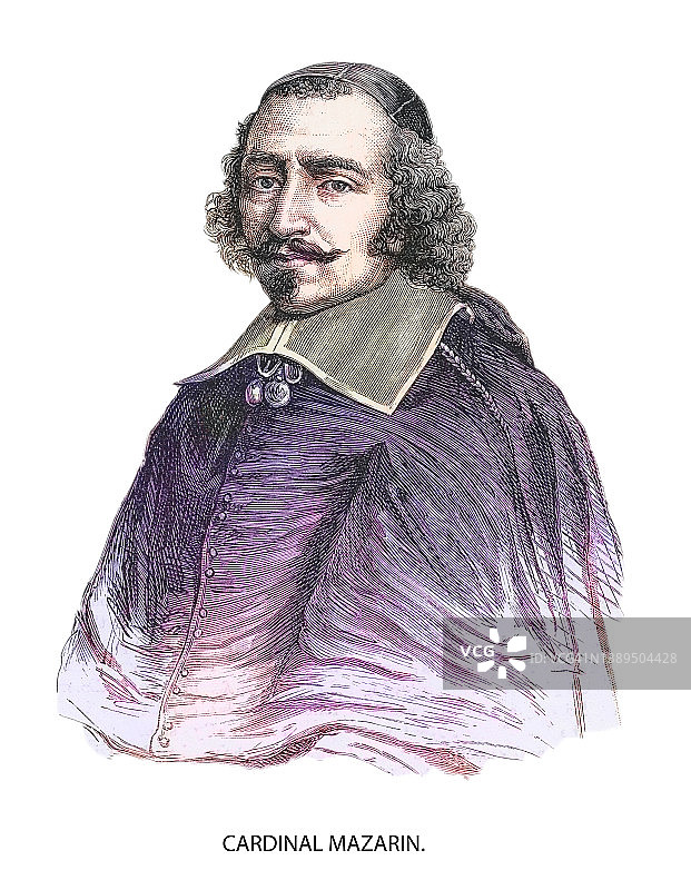 枢机主教朱尔斯·马扎然肖像，意大利外交家和政治家图片素材