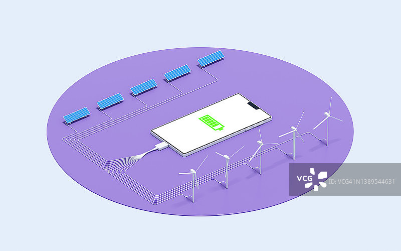 手机使用可再生能源充电图片素材