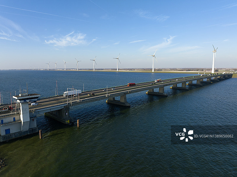 A6高速公路的Ketelbrug桥航拍图片素材