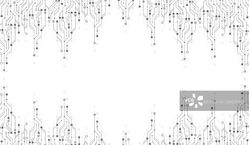 现代技术电路板纹理背景设计。波流。量子爆炸技术。量子计算机技术的概念。未来蓝色电路板背景矢量主板图片素材