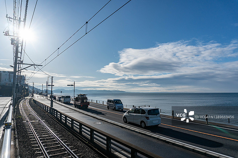 日本神奈川的海岸公路图片素材